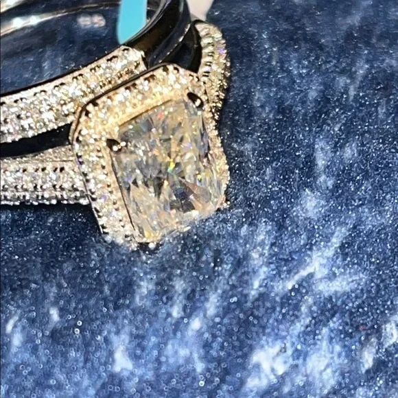 Moissanite Sterling Silver Ring Set - Picture 5 of 5